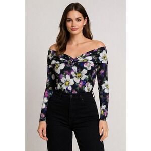 Rachel Roy Off Shoulder Long Sleeves Top Size L Artsy Whimsi Glam Romantic Chic